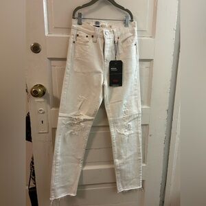 Levi's Women's Cream Ripped Straight Leg Jeans